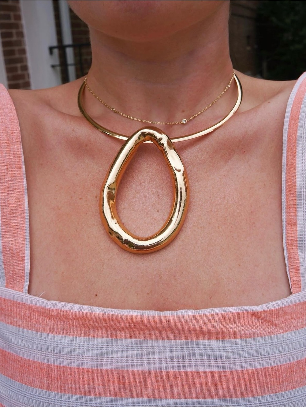 Rose Gold Loop Pendant Necklace - Women